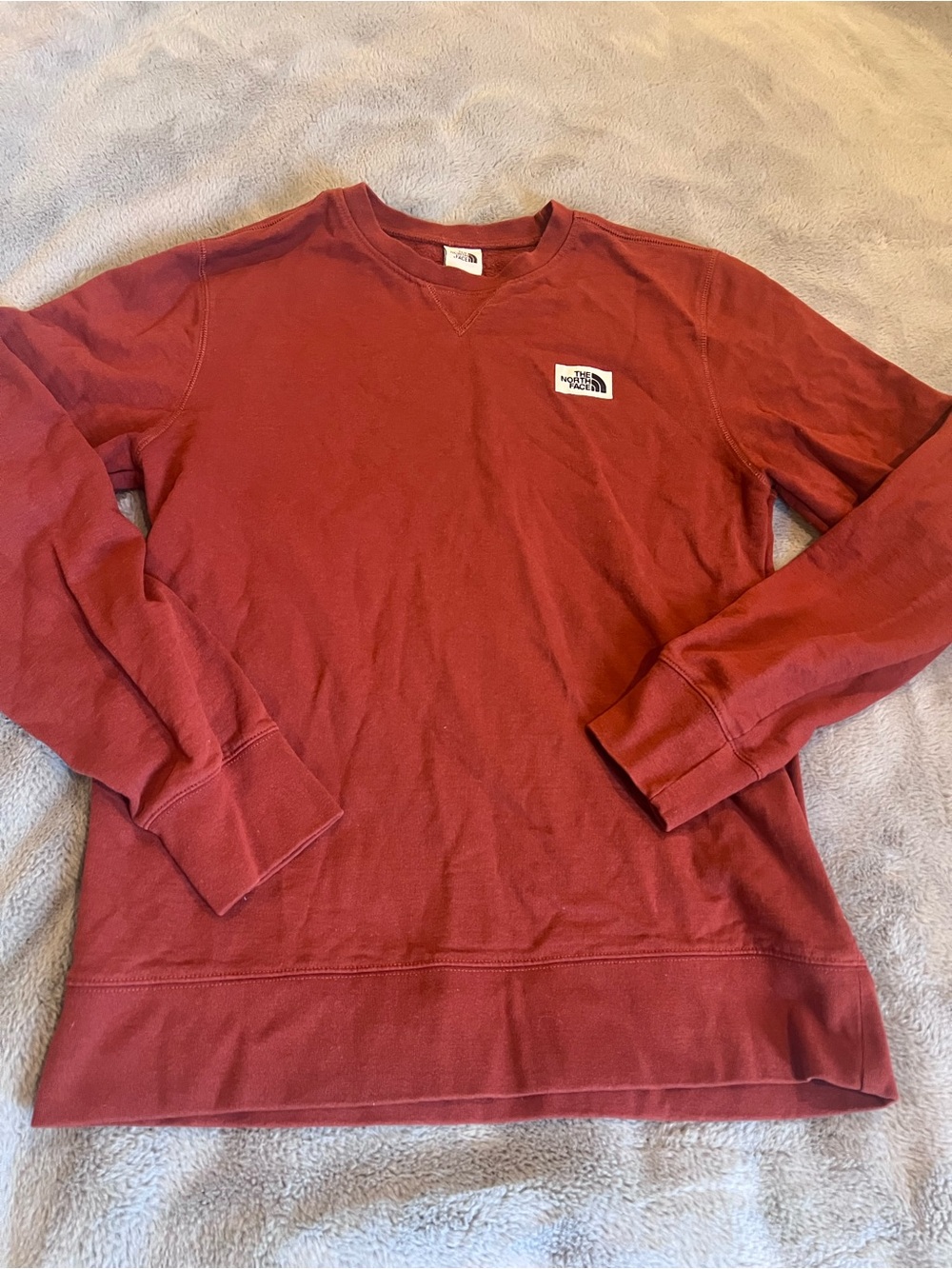 The North Face Men’s Burnt Orange Solid Crewneck Pullover Sweatshirt Logo Size L